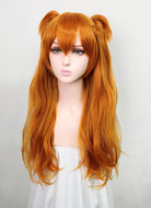 EVA NEON GENESIS EVANGELION Asuka Langley Soryu Long Orange Cosplay Wig + Ponytails TB1630