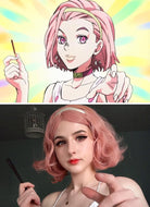 Short Wavy Peach Pink Cosplay Wig CM197 - CosplayBuzz