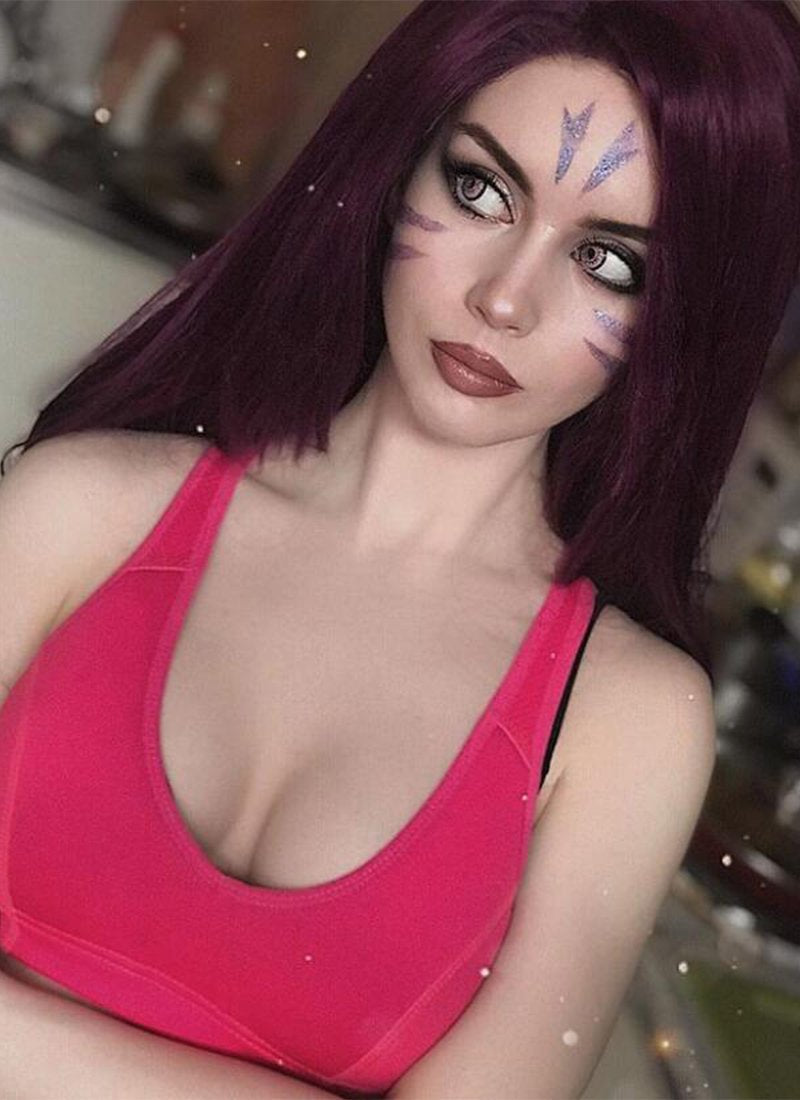 League of Legends Kai'Sa Long Straight Dark Purple Lace Front Synthetic Hair Wig LF029 - CosplayBuzz