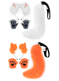 Furry Fox Ears and Tail and Gloves Set Cosplay Accessories AC106