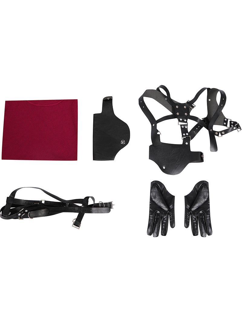 RE4 Resident Evil 4 Remake Ada Wong Tactical Red Dress Cosplay Costume Set Full Outfit CS825