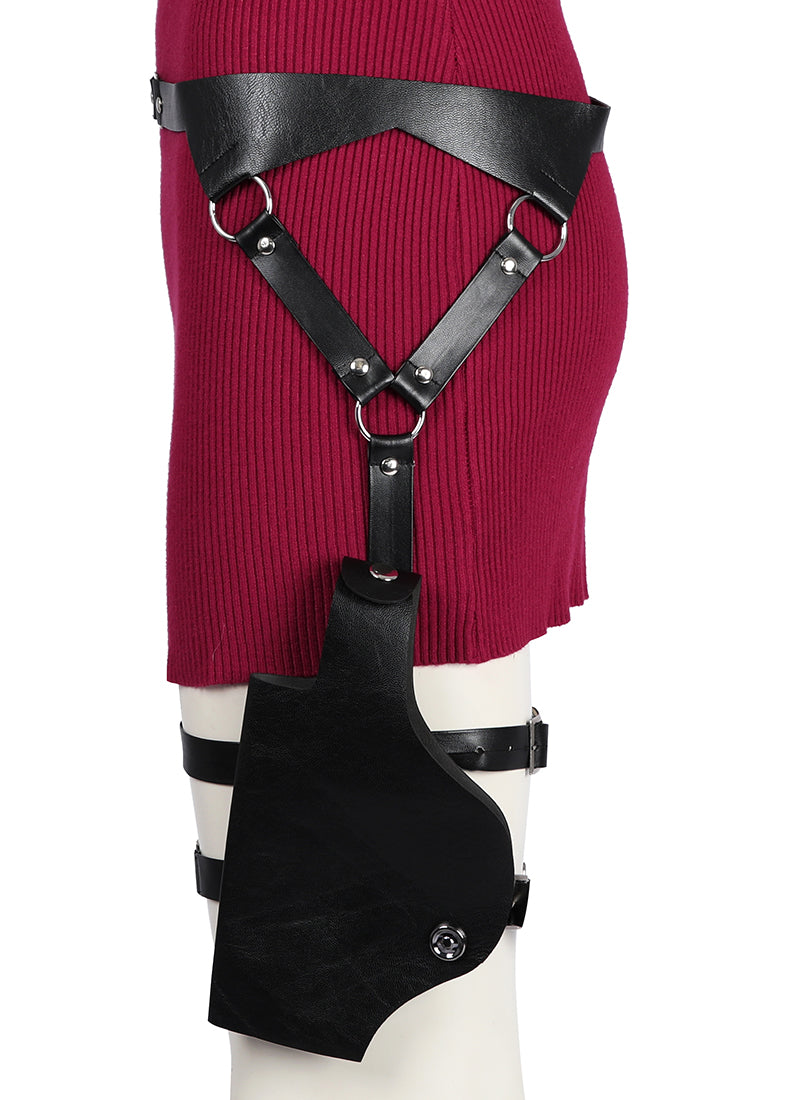 RE4 Resident Evil 4 Remake Ada Wong Tactical Red Dress Cosplay Costume Set Full Outfit CS825