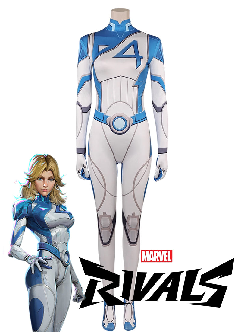 Marvel Rivals Invisible Woman Bodysuit Blue-Silver Cosplay Costume CS827