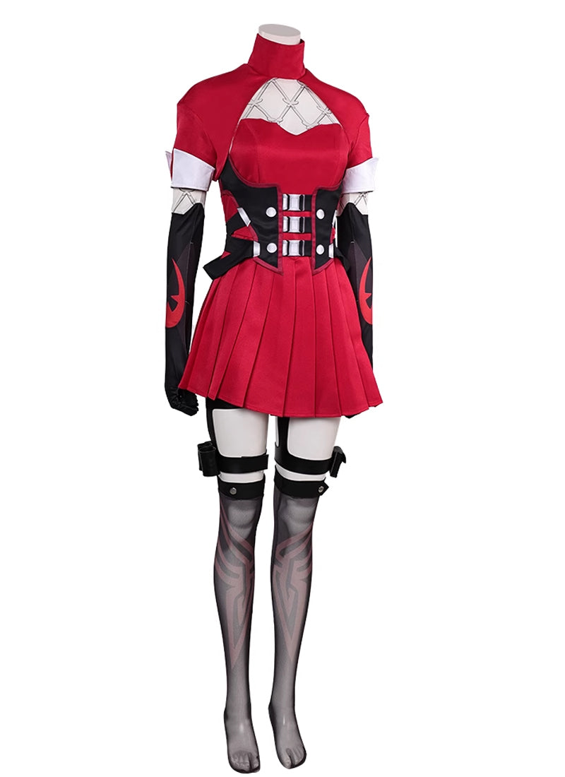 Marvel Rivals Psylocke Crimson Oni Hunter Cosplay Set - Scarlet Combat Dress Roleplay CS829