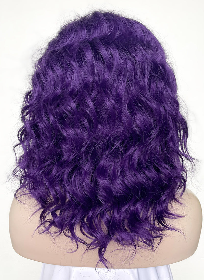 Medium Wavy Purple Lace Front Synthetic Hair Wig LF1288