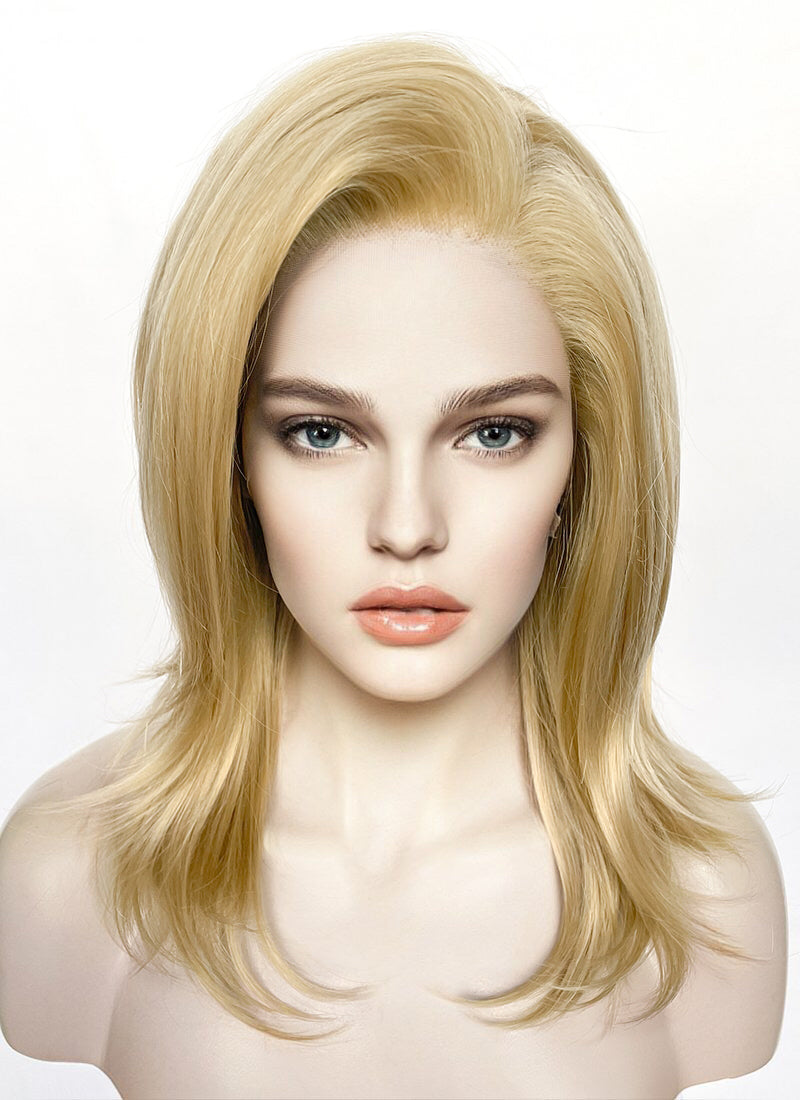 Medium Straight Golden Blonde Lace Front Synthetic Hair Wig