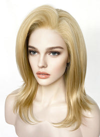 Medium Straight Golden Blonde Lace Front Synthetic Hair Wig LF1320