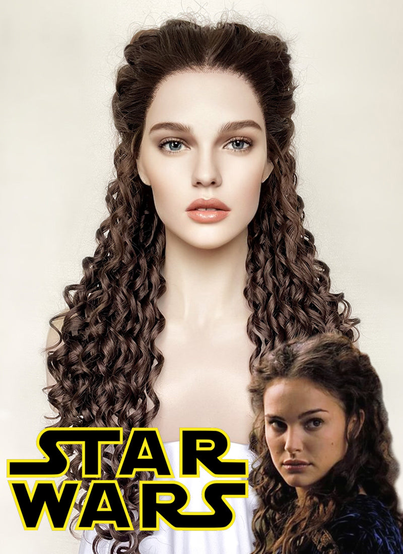 Star Wars Padme Amidala Brunette Braided Lace Front Synthetic Wig LF2144