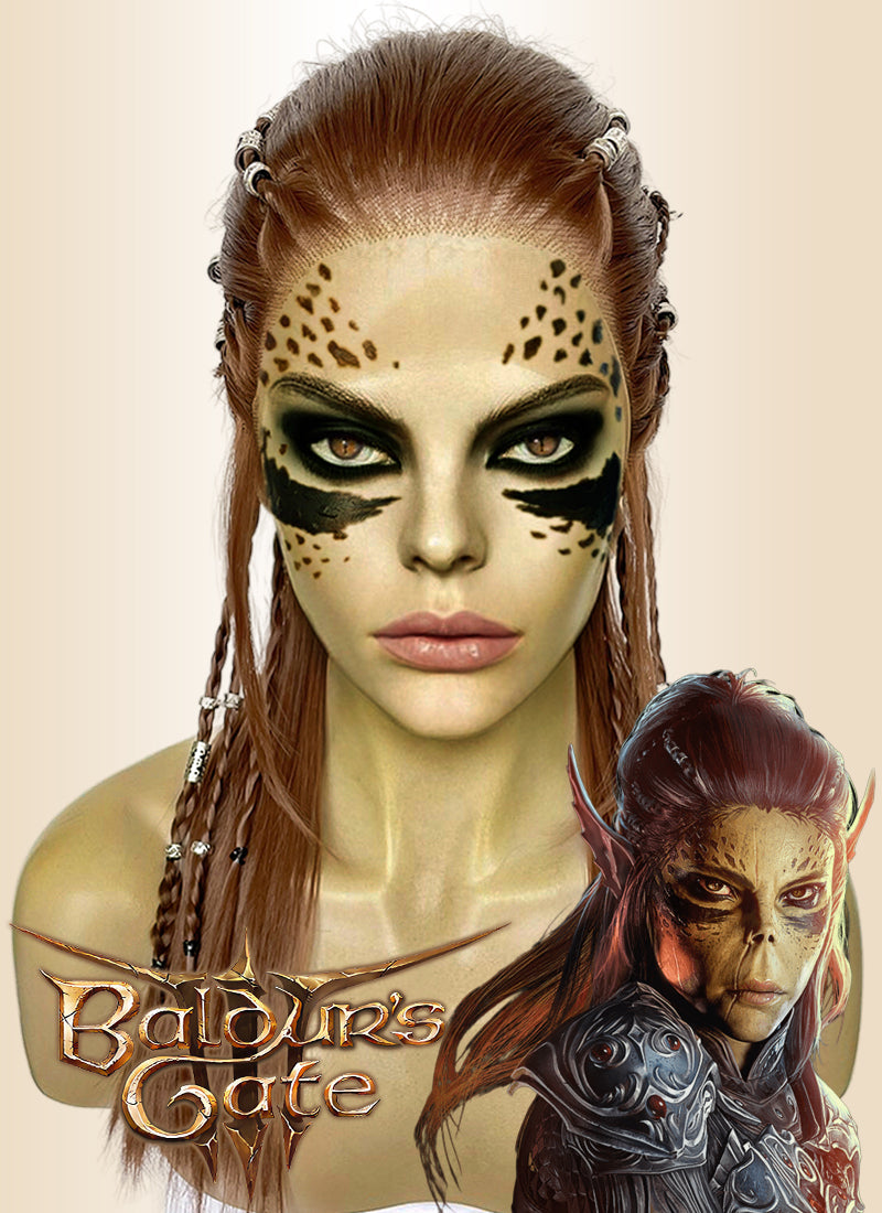 Baldur's Gate 3 Laezel Chestnut Brown Braided Lace Front Synthetic Wig