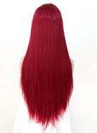 Disney The Nightmare Before Christmas Sally Long Straight Red Lace Front Synthetic Hair Wig LF5058