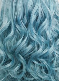 Long Wavy Pastel Blue Lace Front Synthetic Hair Wig LF5132