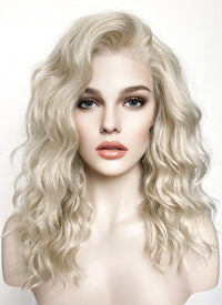 Long Wavy Light Ash Blonde Lace Front Synthetic Hair Wig LF6004