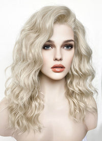Long Wavy Light Ash Blonde Lace Front Synthetic Hair Wig LF6004