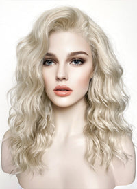 Long Wavy Light Ash Blonde Lace Front Synthetic Hair Wig LF6004