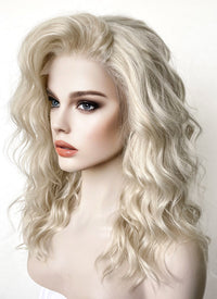 Long Wavy Light Ash Blonde Lace Front Synthetic Hair Wig LF6004
