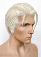 Final Fantasy Remake Rufus Shinra Platinum Blonde Short Straight Lace Front Synthetic Men's Wig LF6078
