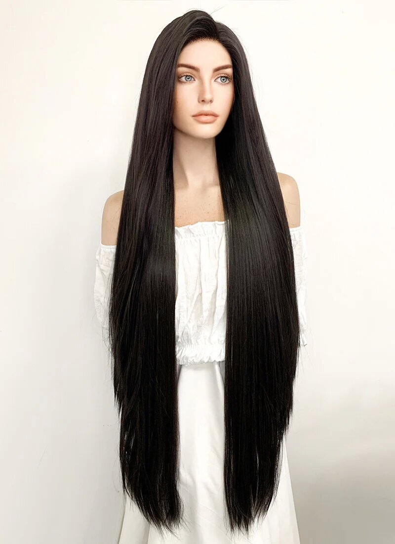 Final Fantasy Remake Tifa Lockhart Long Straight Natural Black Lace Front Synthetic Wig LF701AA