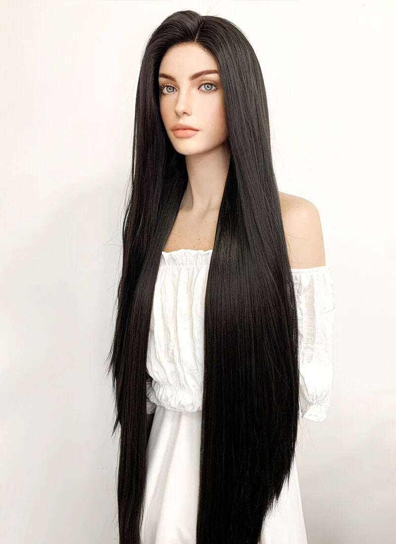 Final Fantasy Remake Tifa Lockhart Long Straight Natural Black Lace Front Synthetic Wig LF701AA