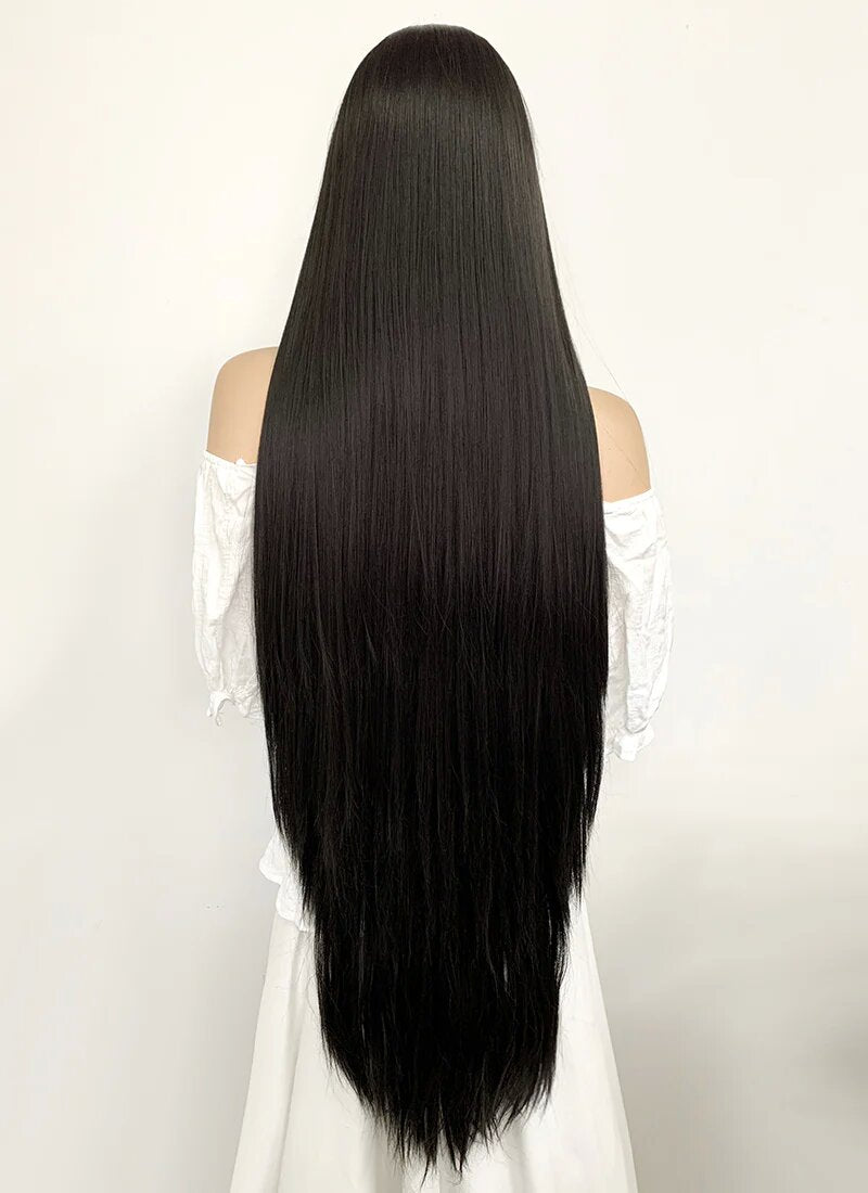Final Fantasy Remake Tifa Lockhart Long Straight Natural Black Lace Front Synthetic Wig LF701AA