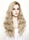 Long Wavy Ash Blonde With Brown Roots Lace Front Synthetic Hair Wig LFK5501