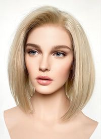 Short Straight Bob Blonde Lace Front Synthetic Hair Wig LFK5542