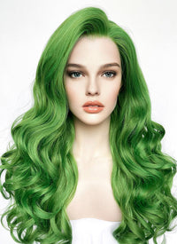 Long Wavy Yaki Green Lace Front Synthetic Hair Wig LN6033