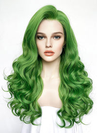 Long Wavy Yaki Green Lace Front Synthetic Hair Wig LN6033