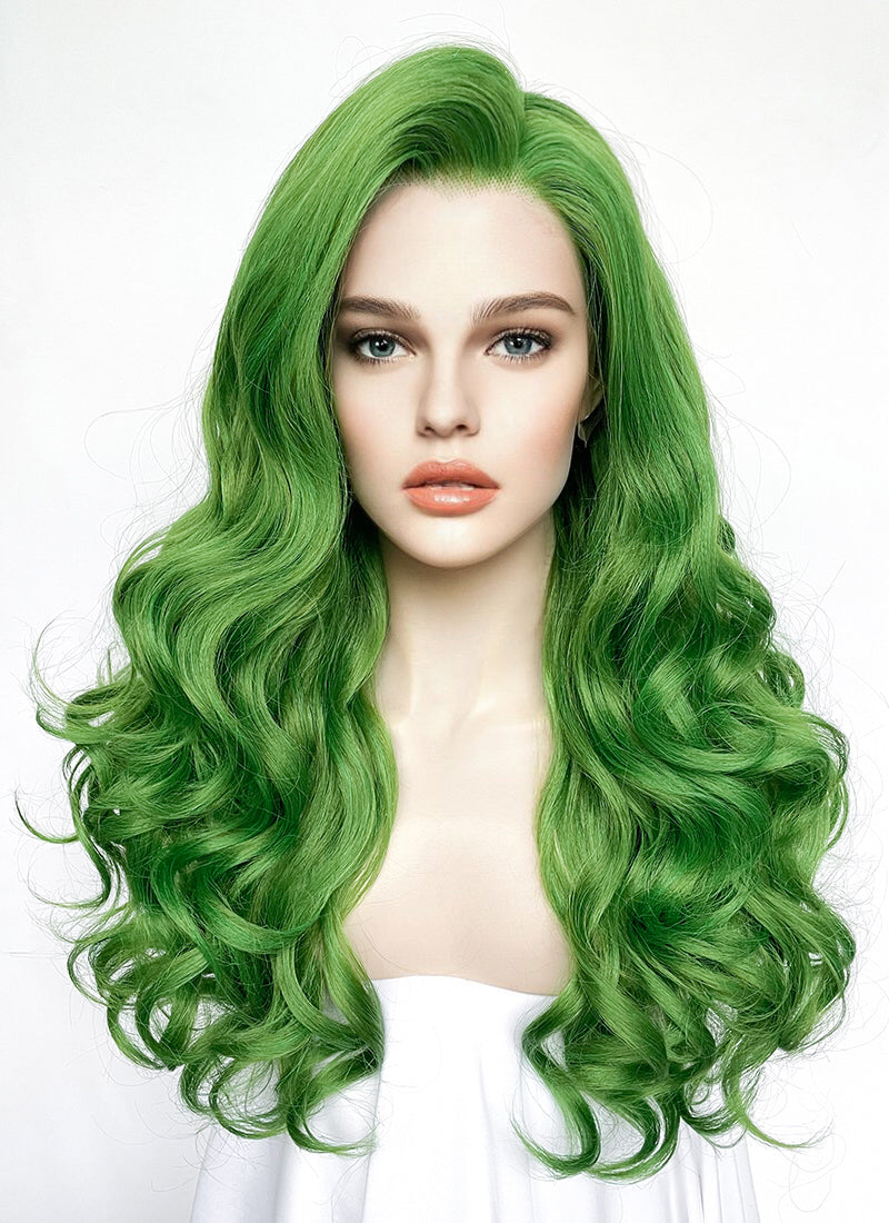 Long Wavy Yaki Green Lace Front Synthetic Hair Wig LN6033