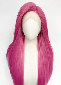 Long Straight Yaki Hot Pink Lace Front Synthetic Hair Wig LN6037
