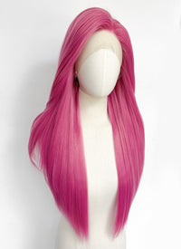 Long Straight Yaki Hot Pink Lace Front Synthetic Hair Wig LN6037