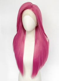 Long Straight Yaki Hot Pink Lace Front Synthetic Hair Wig LN6037