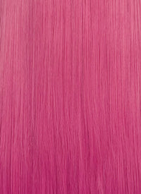 Long Straight Yaki Hot Pink Lace Front Synthetic Hair Wig LN6037
