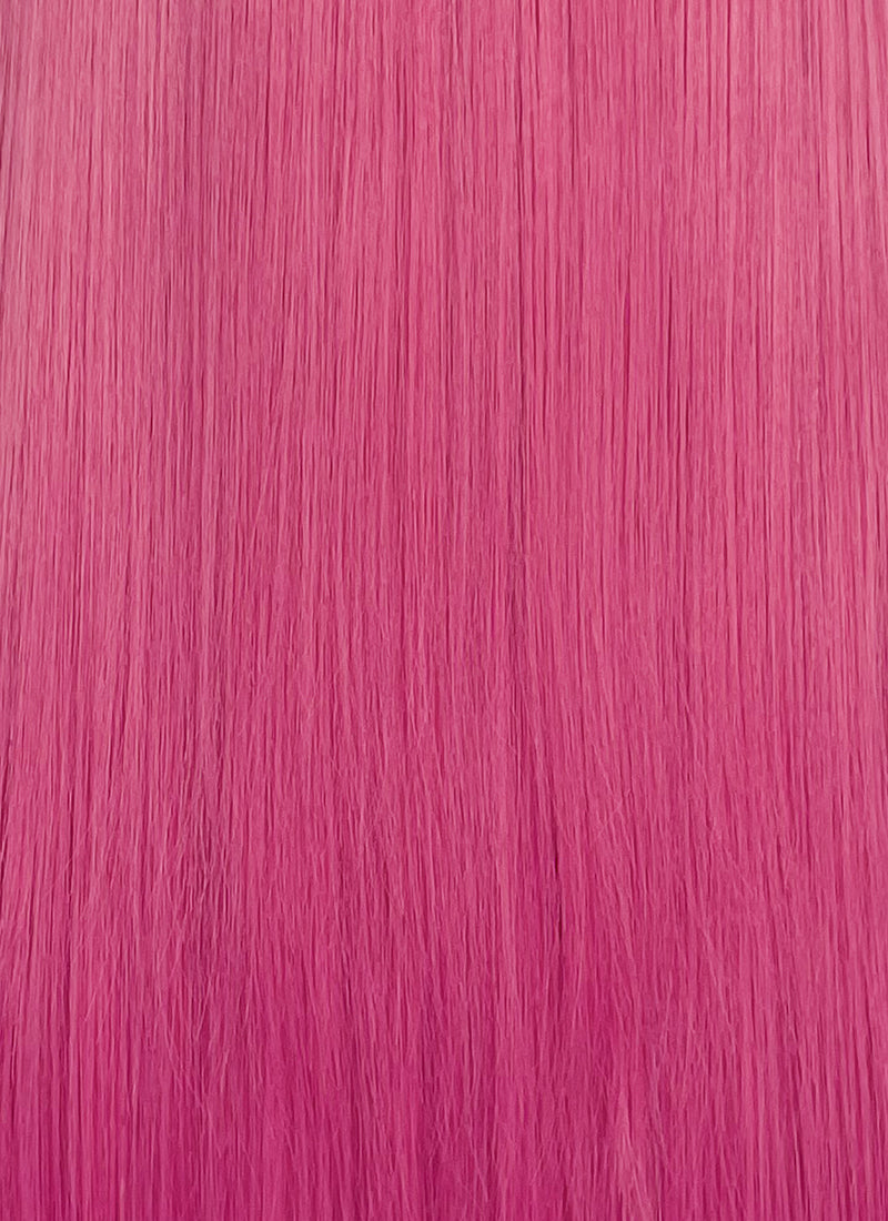 Long Straight Yaki Hot Pink Lace Front Synthetic Hair Wig LN6037