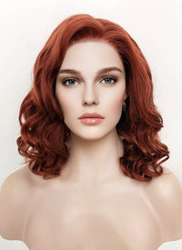 Short Wavy Bob Auburn Lace Front Synthetic Hair Wig LW4011