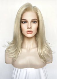 Medium Straight Pastel Ash Blonde Lace Front Synthetic Hair Wig LW4029