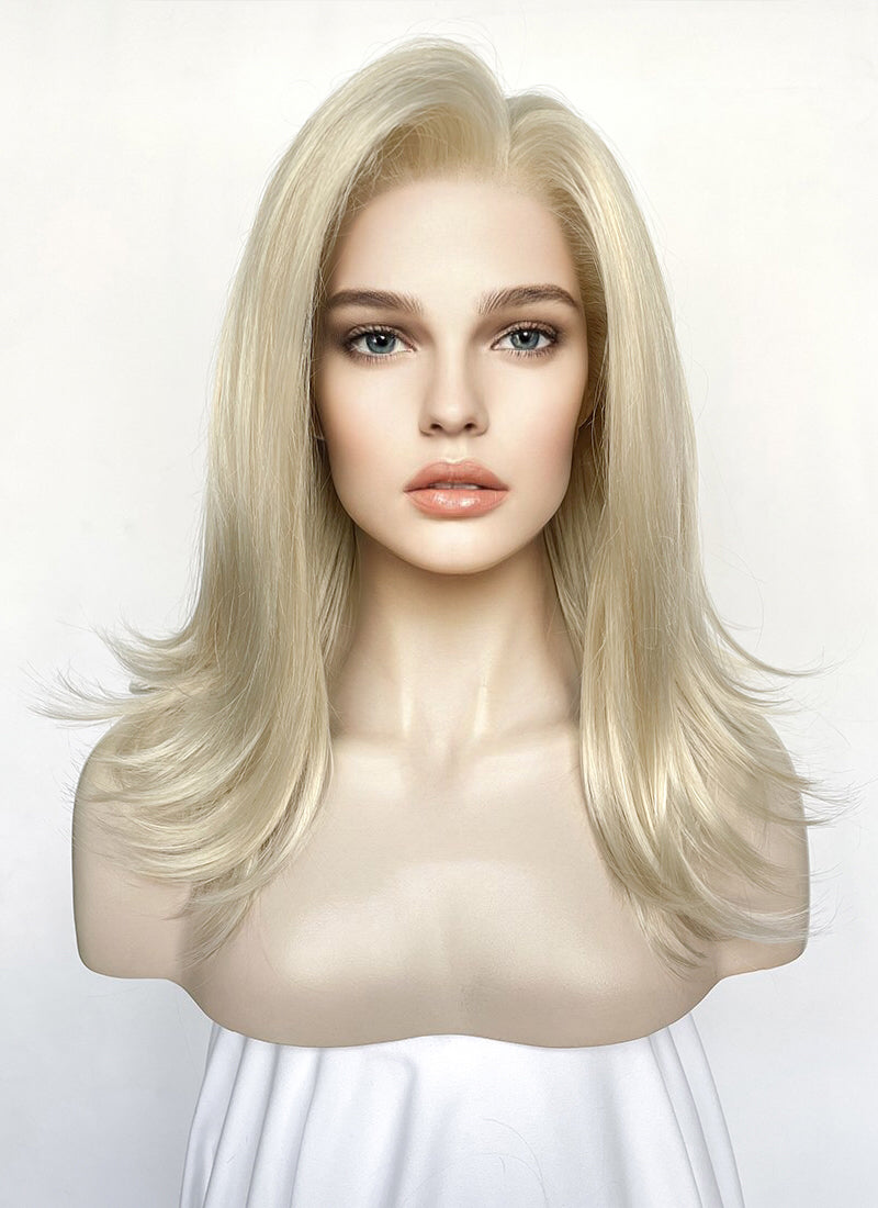 Medium Straight Pastel Ash Blonde Lace Front Synthetic Hair Wig LW4029