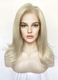 Medium Straight Pastel Ash Blonde Lace Front Synthetic Hair Wig LW4029