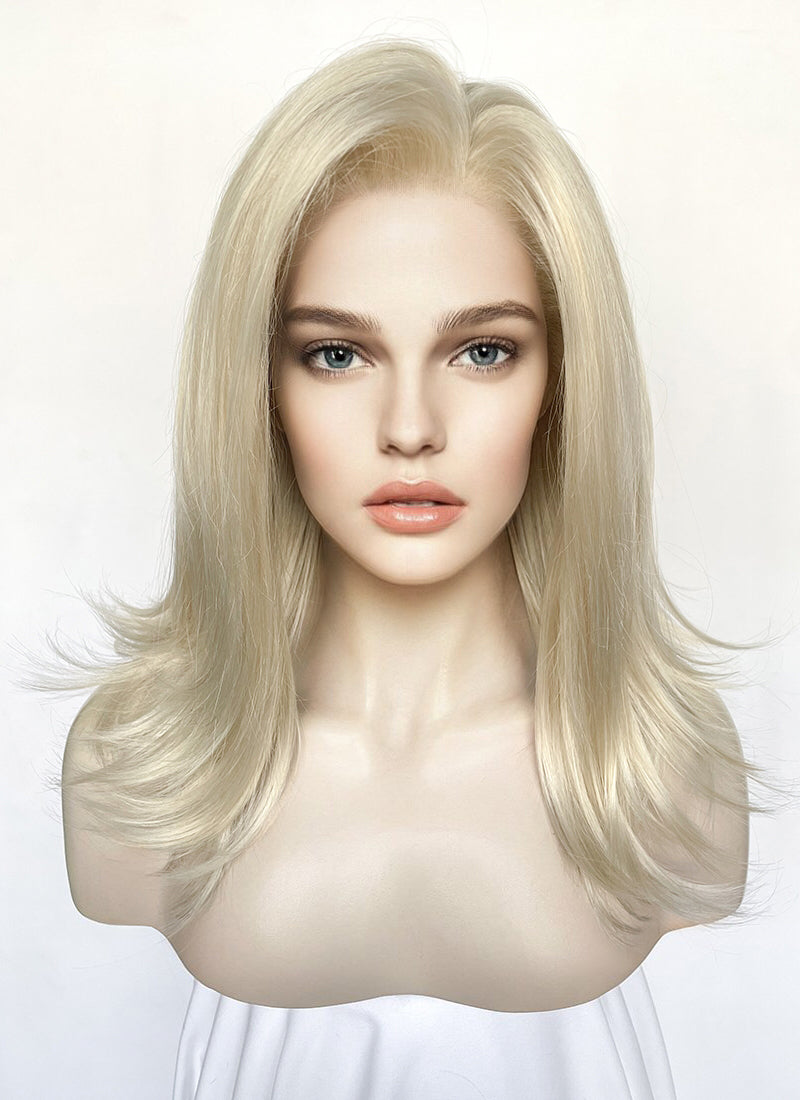 Medium Straight Pastel Ash Blonde Lace Front Synthetic Hair Wig LW4029