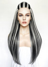 Monster High Frankie Stein Black With Silver Grey Highlights Lace Front Synthetic Wig LW4030