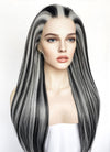 Monster High Frankie Stein Black With Silver Grey Highlights Lace Front Synthetic Wig LW4030