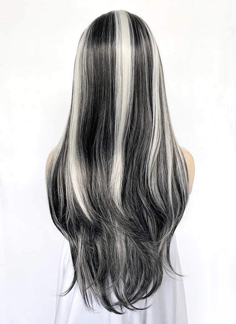 Monster High Frankie Stein Black With Silver Grey Highlights Lace Front Synthetic Wig LW4030