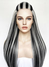 Monster High Frankie Stein Black With Silver Grey Highlights Lace Front Synthetic Wig LW4030