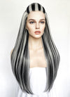 Monster High Frankie Stein Black With Silver Grey Highlights Lace Front Synthetic Wig LW4030