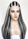 Monster High Frankie Stein Black With Silver Grey Highlights Lace Front Synthetic Wig LW4030