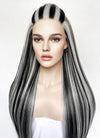 Monster High Frankie Stein Black With Silver Grey Highlights Lace Front Synthetic Wig LW4030