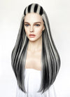 Monster High Frankie Stein Black With Silver Grey Highlights Lace Front Synthetic Wig LW4030