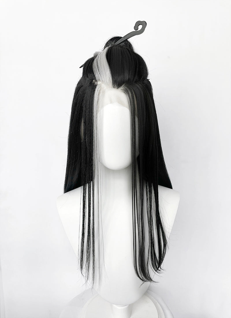 Critical Role Laudna Black Mixed White Synthetic Lace Front Synthetic Wig LW4059
