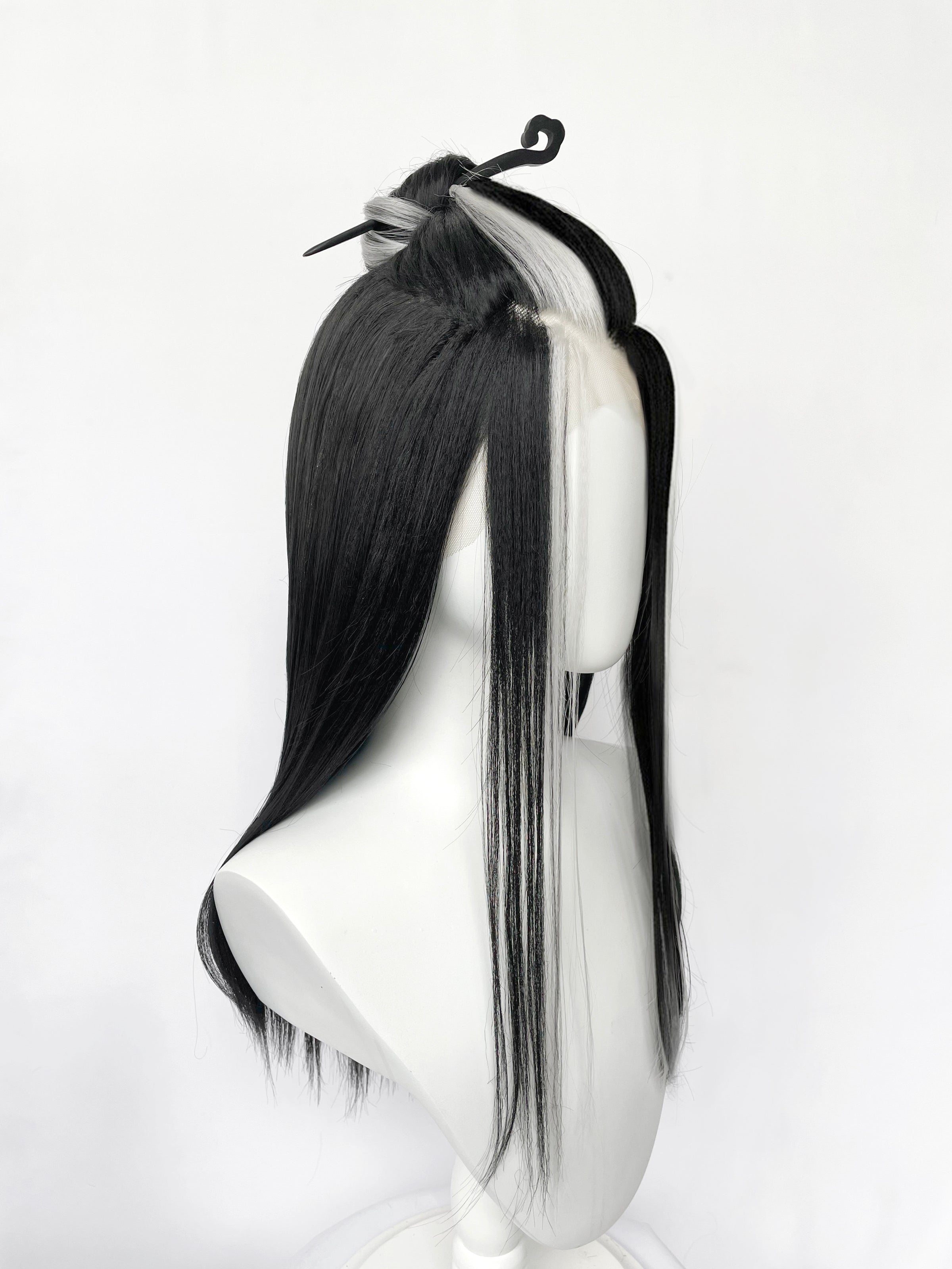 Critical Role Laudna Black Mixed White Synthetic Lace Front Synthetic Wig LW4059
