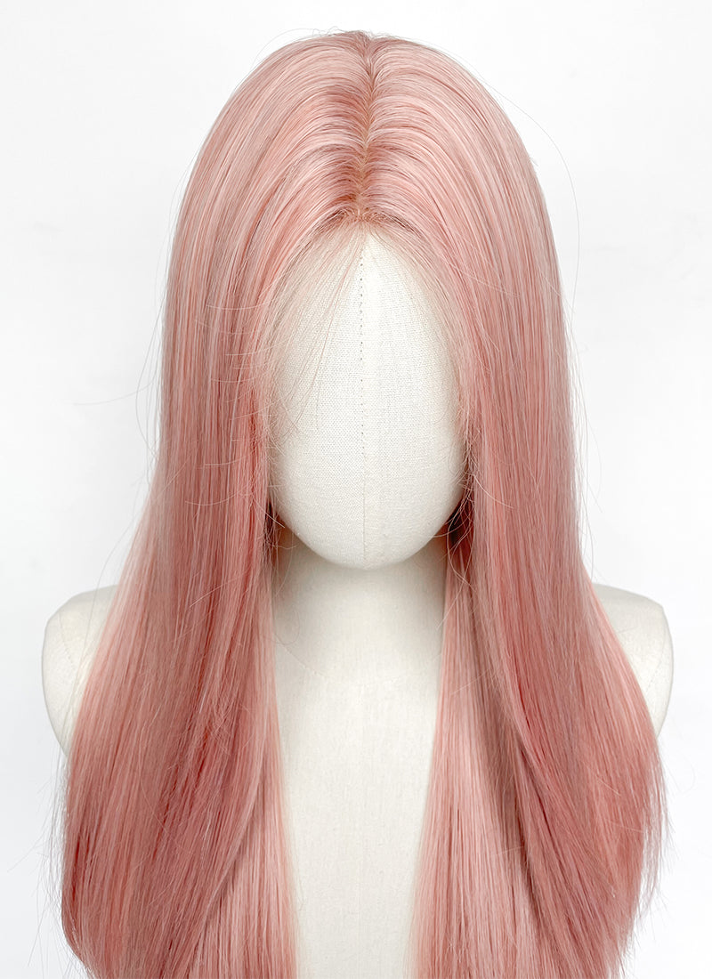 Long Straight Pastel Pink Synthetic Wig NL076