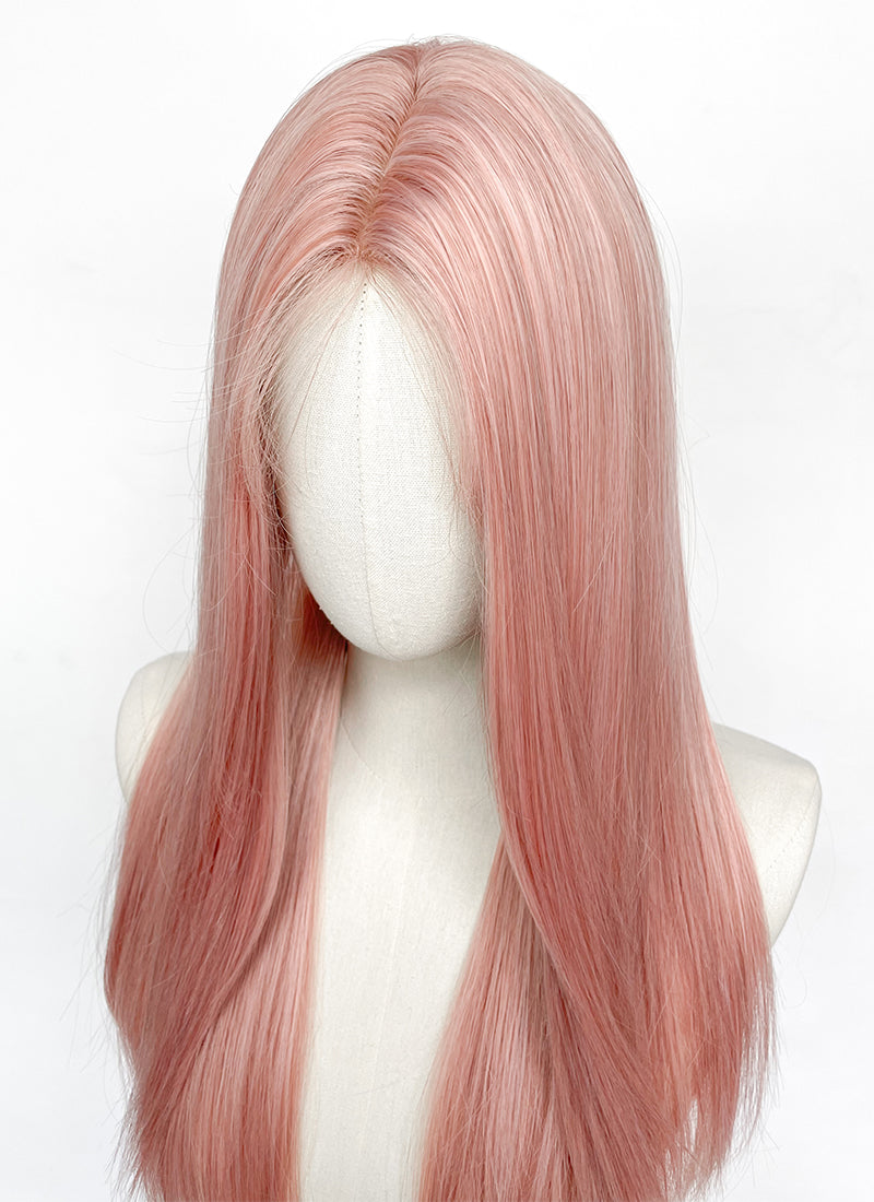 Long Straight Pastel Pink Synthetic Wig NL076